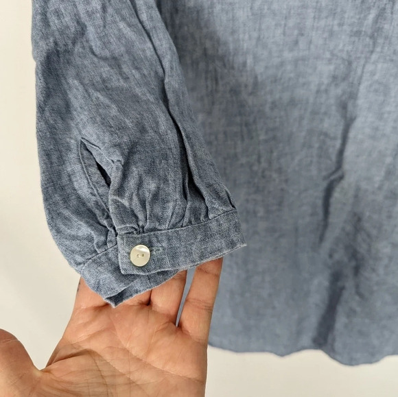 Studio 412 S Linen Henley Long Sleeve Shift Button Front Shift Dress Lagenlook - Picture 5 of 10